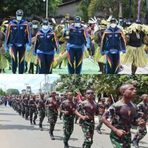 Ratusan Prajurit Asli Papua Semarakan Kirab Api PON XX di Merauke