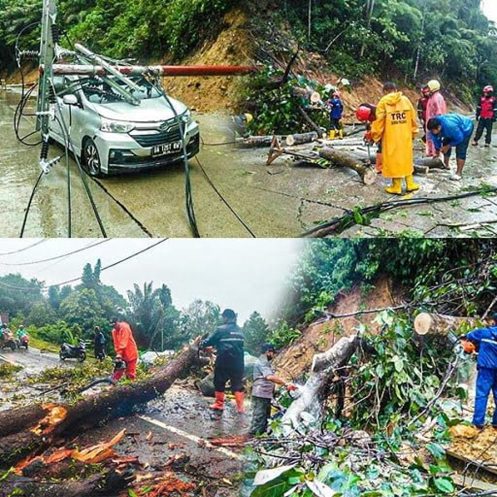 Pohon Tumbang di Indarung, Pantai Air Manis dan Mobil Tertimpa Tiang Listrik di kota Padang