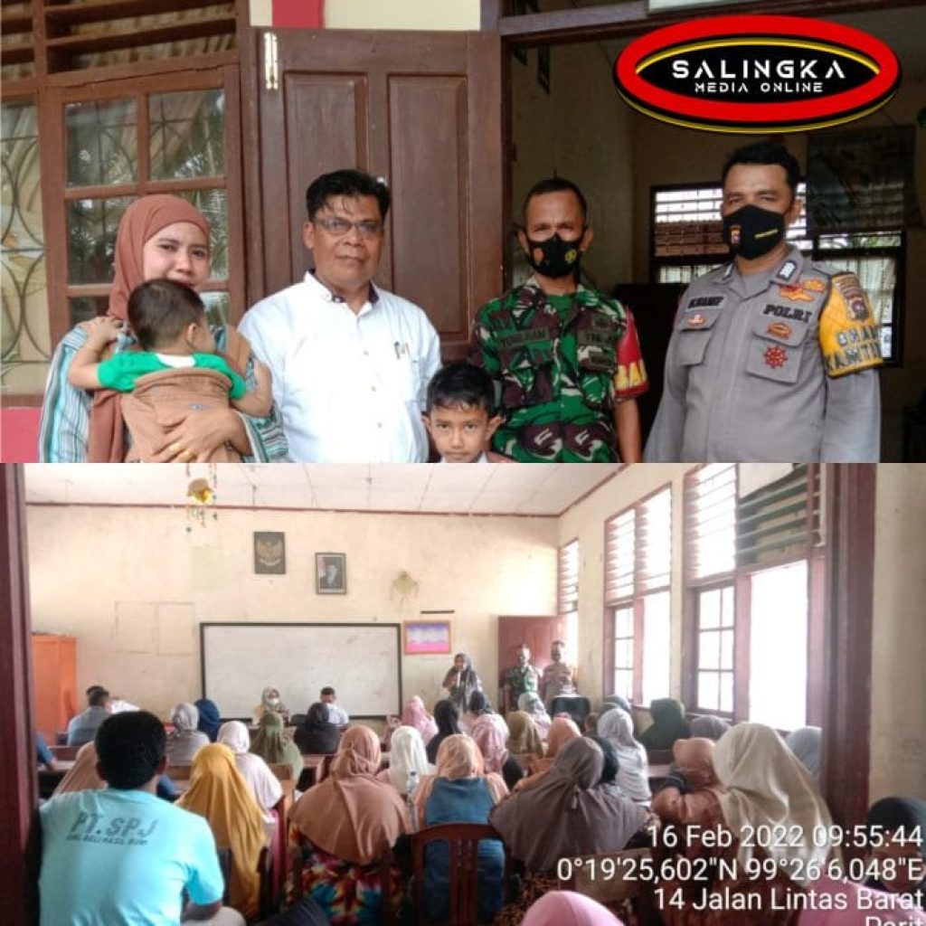 Bhabinkamtibmas Polsek Sungai Beremas Bersama Babinsa, Polres Pasaman Barat Tinjau Pelaksanaan Vaksinasi Anak