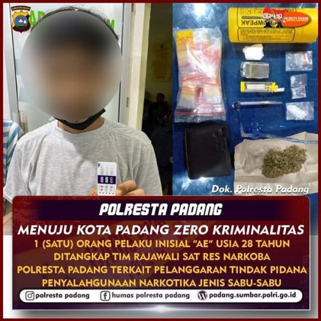 Tim Rajawali Satnarkoba Polresta Padang Tangkap Dua Tersangka Narkoba Jenis Sabu di 2 TKP