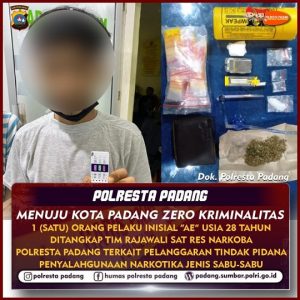 Tim Rajawali Satnarkoba Polresta Padang Tangkap Dua Tersangka Narkoba Jenis Sabu di 2 TKP