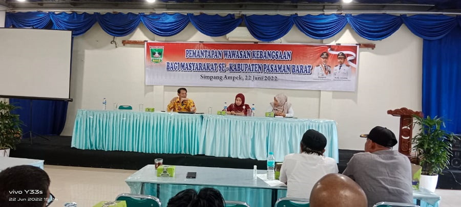 Kesbangpol Prov. Sumbar didampingi Dr. Indah Adi Putri menggelar Sosialisasi Pemantapan Wawasan Kebangsaan Bagi Masyarakat Se- Kabupaten Pasaman Barat