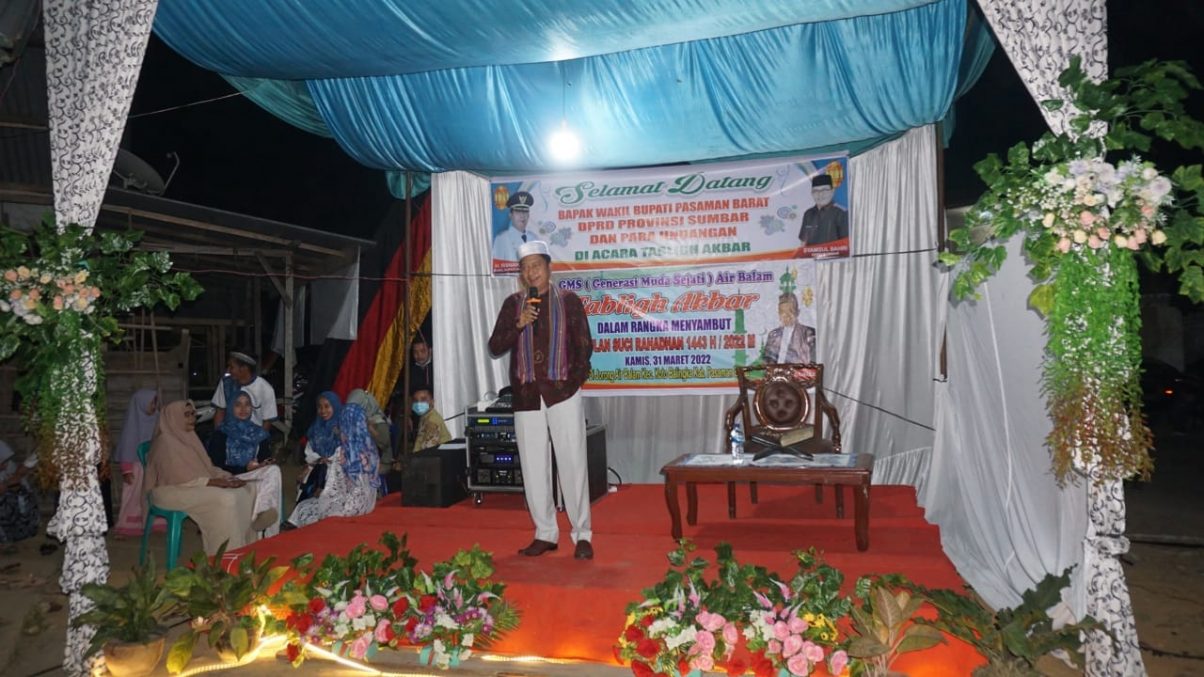 Sambut Bulan Suci Ramadhan 1443 H, Wabup Risnawanto Hadiri Tabligh Akbar Di Air Balam