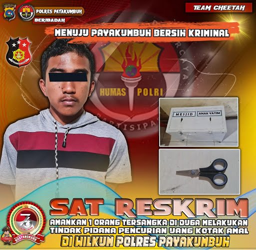 Sat Reskrim Polres Payakumbuh Ringkus Pencuri Kotak Amal Mesjid
