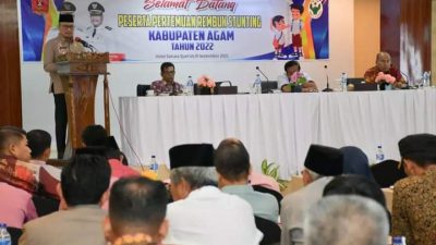 Wakil Bupati Agam, Irwan Fikri Dt Parpatiah minta OPD dan lintas lembaga bekerja keras dalam menangani stuting di daerah itu