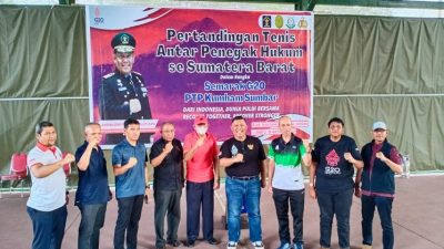 Gelorakan Semarak G20, Kumham Sumbar Gelar Pertandingan Persahabatan Tenis Lapangan Antar APH Sumatera Barat