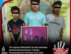 Tim Opsnal “Sapu Jagat” Sat Resnarkoba Polres Pessel Berhasil Ciduk 3 Pelaku Barang Haram Jenis Shabu Masih di Pancung Soal