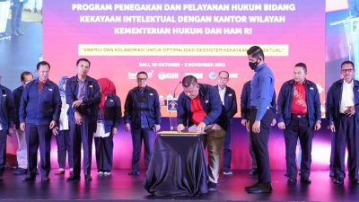 Wujud dari Pelayanan Kekayaan Intelektual Berkualitas, Kanwil Kemenkumham Sumbar Terima Penghargaan Strategi dan Inovasi Layanan Kekayaan Intelektual