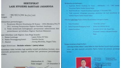 Lapas Kelas III Talu Dapat Sertifikat “Laik Hygiene Sanitasi Jasaboga” dari Puskesmas Talu Dinas Kesehatan Pasaman Barat