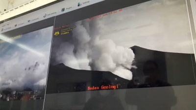 Goresan Seismograf Terkait Erupsinya Gunung Marapi Sumbar
