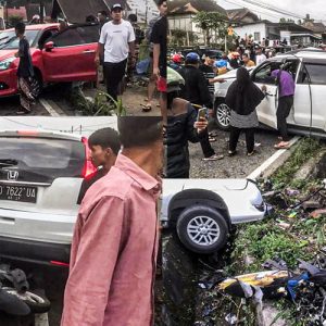 Kecelakaan Beruntun di Panyalaian Tanah Datar, Diduga Rem Truk Blong Menabrak 9 Unit Kendaraan