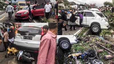 Kecelakaan Beruntun di Panyalaian Tanah Datar, Diduga Rem Truk Blong Menabrak 9 Unit Kendaraan
