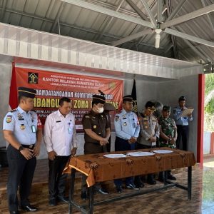 Komitmen Tingkatkan Pelayanan Prima Berintegritas, Jajaran Lapas Terbuka Kelas IIB Pasaman Canangkan Komitmen Bersama Pembangunan Zona Integritas