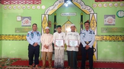 Lagi lagi Lapas Kelas III Talu mendapatkan Sertifikat Penghargaaan dari Kepala Urusan Agama Kecamatan Talamau