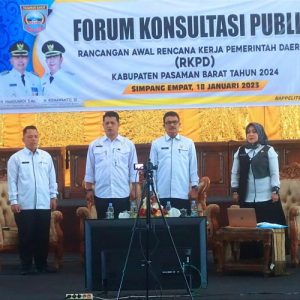 Pemkab Pasbar Gelar Forum Konsultasi Publik Rancangan Awal RKPD Tahun 2024
