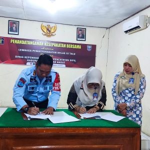 Kalapas kelas III Talu Tanda Tangani Nota Kesepahaman atau (MoU) bersama Kadis DUKCAPIL Kabupaten Pasaman Barat
