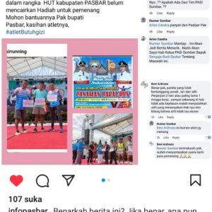 Memalukan, Hadiah Lomba Lari Hut Pasbar Ke-19 Sampai Hari ini Belum di Cairkan