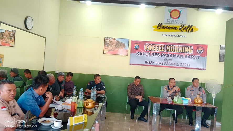 Polres Pasaman Barat Menggelar Ngopi Bareng Atau Biasa Dikenal ‘Coffee Morning’ Bersama Para Wartawan