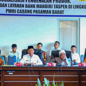 Wabup Risnawanto Hadiri Sosialisasi Pengenalan Produk, Program dan Layanan Bank Mandiri Taspen di Lingkup PWRI Cabang Pasbar
