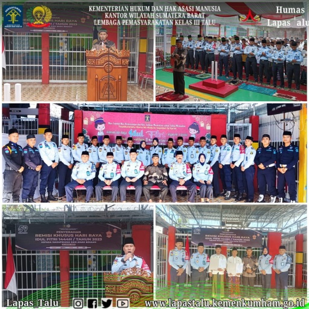 Sebanyak 81 orang Warga Binaan Lapas III Talu mendapatkan Remisi Hari Besar Idul Fitri 1444 H