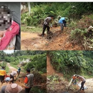 Kapolsek Lintau Buo Utara Pimpin Pencarian korban di Lokasi Tanah Longsor