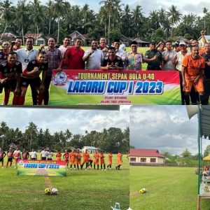 Ketua DPRD Pasaman Barat H.Erianto.SE.SH didampingi Waka Endra Yama Putra.S.Pi Buka Turnamen Sepak Bola U-40 Lagoru Cup I 2023