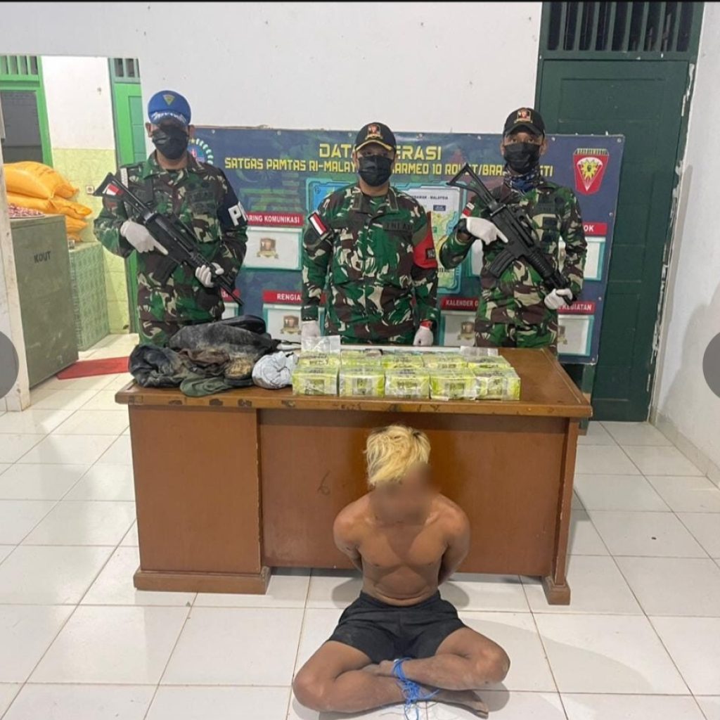 Satgas Yonarmed 10/Bradjamusti Gagalkan Penyelundupan Sabu 10 Kilogram
