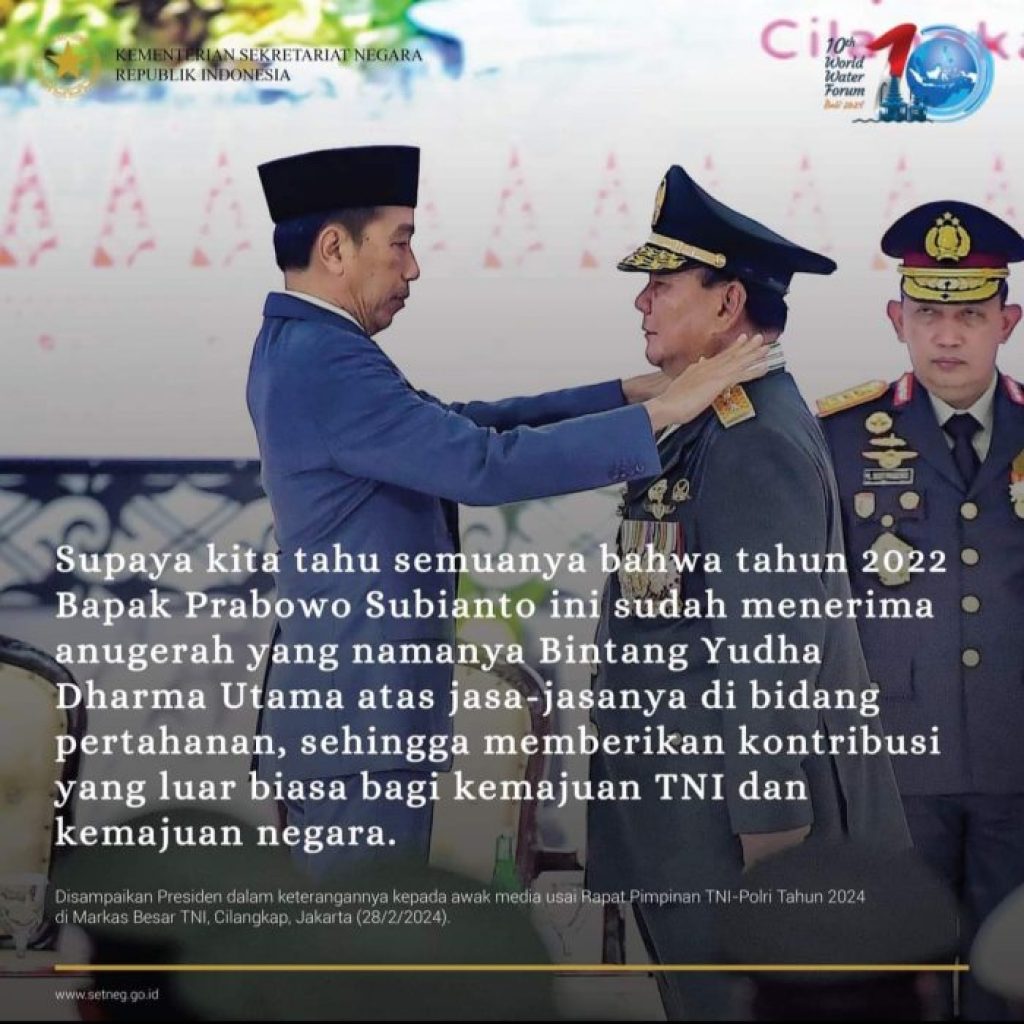 Prabowo Subianto Dianugerahkan Pangkat Istimewa TNI