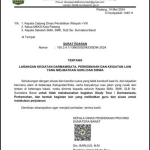 Demi Keselamatan, Pemprov Sumbar Tutup Pintu Untuk Study Tour