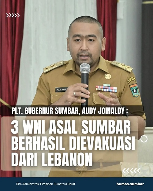 Tiga Warga Sumatera Barat Dievakuasi dari Lebanon, PLT Gubernur Sumbar Pastikan Mereka Aman