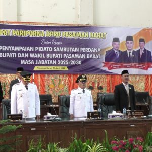 Bupati Yulianto dan Wakil Bupati M. Ihpan Sampaikan Pidato Perdana di Paripurna DPRD Pasbar