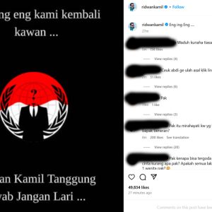 Diduga Instagram Ridwan Kamil Diretas, Muncul Pesan Misterius: “Tanggung Jawab, Jangan Lari!”