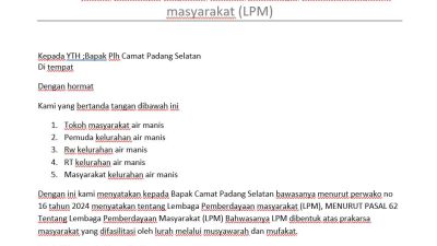 Mosi Tidak Percaya Mengemuka, Masyarakat Air Manis Desak Pencopotan Ketua LPM