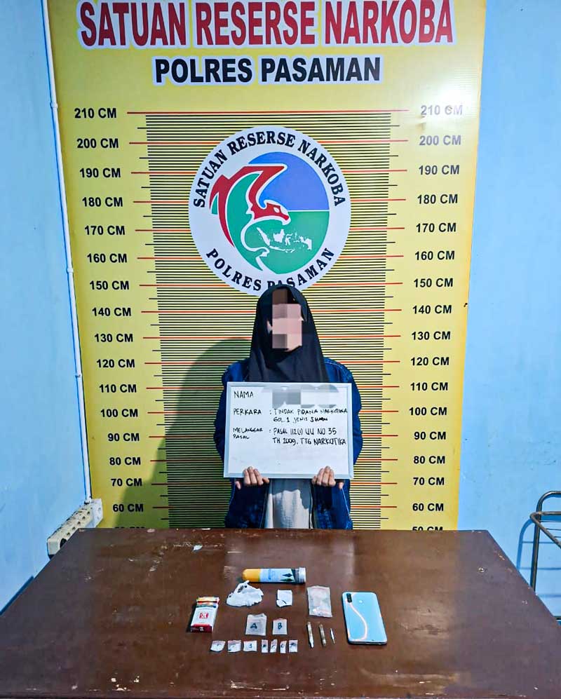 Penangkapan Bandar Narkoba di Pasaman: Wanita Berinisial MA Dibekuk dengan Tujuh Paket Sabu