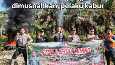 Polsek Sangir Jujuan Berantas Tambang Emas Ilegal: Peralatan Dimusnahkan di Solok Selatan