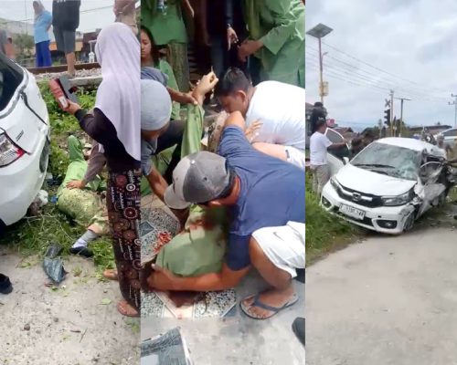 Kecelakaan Tragis di Padang, Kereta Api Tabrak Minibus Honda Mobilio, 1 Pelajar Tewas