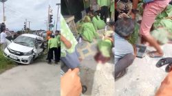Mobil Terseret 10 Meter Usai Ditabrak Kereta, Tujuh Pelajar SMA Negeri 10 Padang Jadi Korban