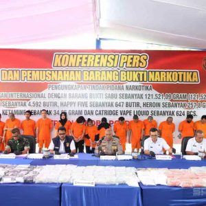 Polda Riau Musnahkan Narkoba Rp123,7 Miliar, Jaringan Internasional Terbongkar