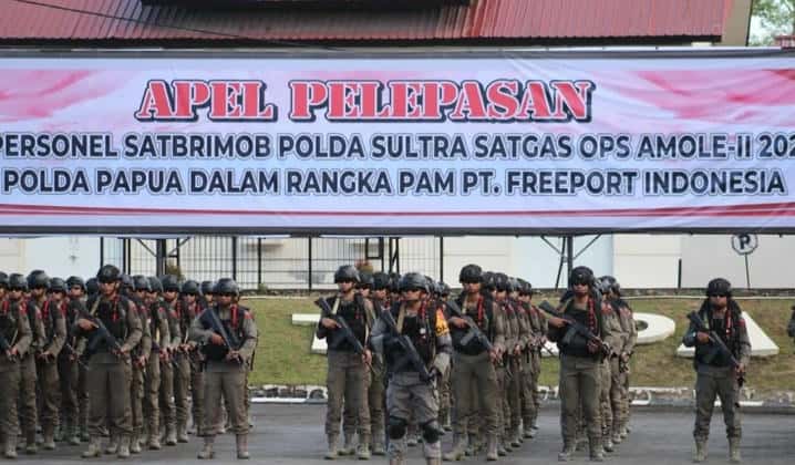 Pengamanan Ketat Freeport 100 Personel Brimob Polri Sultra Dikerahkan Hadapi Peningkatan Ancaman