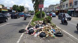 Sampah Menumpuk di Taman Pembatas Jalan Kota Padang, Ancam Keselamatan Pemulung dan Pengguna Jalan
