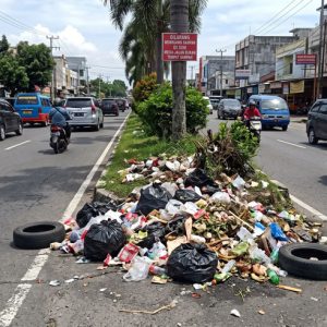 Sampah Menumpuk di Taman Pembatas Jalan Kota Padang, Ancam Keselamatan Pemulung dan Pengguna Jalan