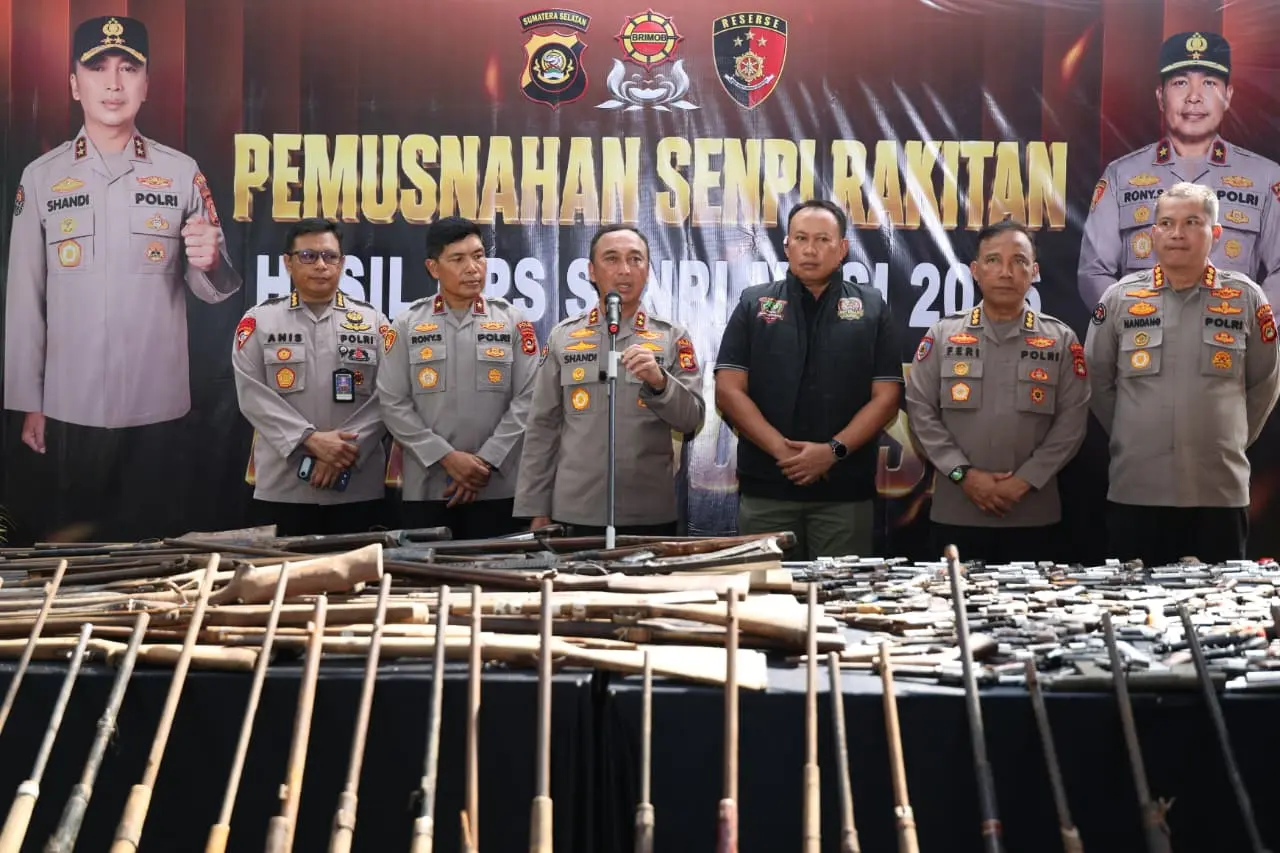 Polisi Musnahkan 397 Senjata Api Ilegal di Sumsel, Ratusan Senpi Diserahkan Warga