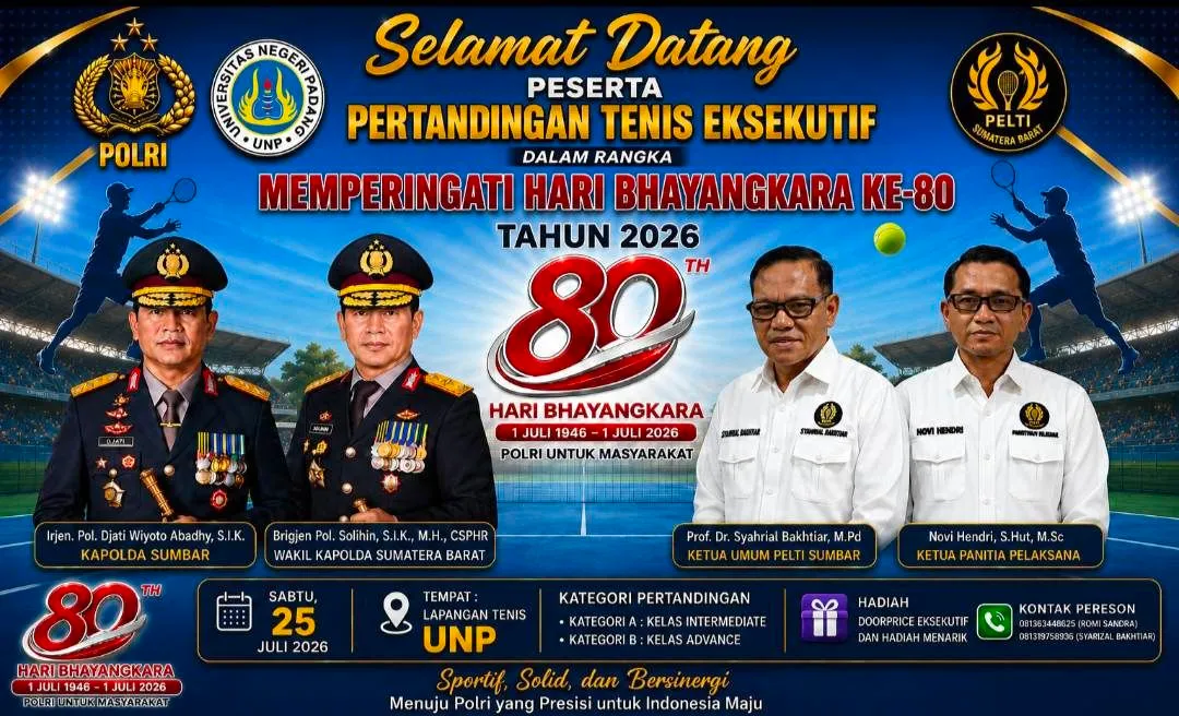 Turnamen Tenis Kapolda Sumbar Resmi Bergulir, 197 Peserta Ramaikan Hari Bhayangkara ke-80