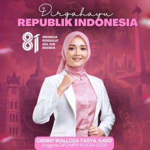 HUT RI ke-81, Cerint Iralloza Tasya Ajak Masyarakat Lanjutkan Kemerdekaan Lewat Pengabdian