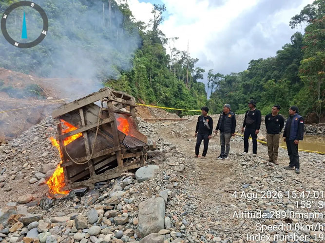 Tim Trisula Polres Solok Selatan Razia Tambang Ilegal di Sungai Bangko, Asbuk Langsung Dimusnahkan