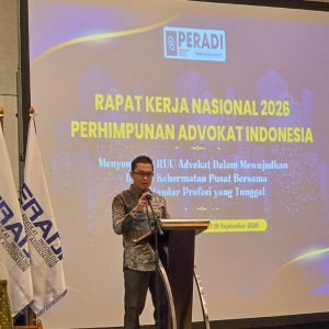 Guntur Abdurrahman Soroti Ancaman Ruang Advokat Makin Sempit di Rakernas PERADI